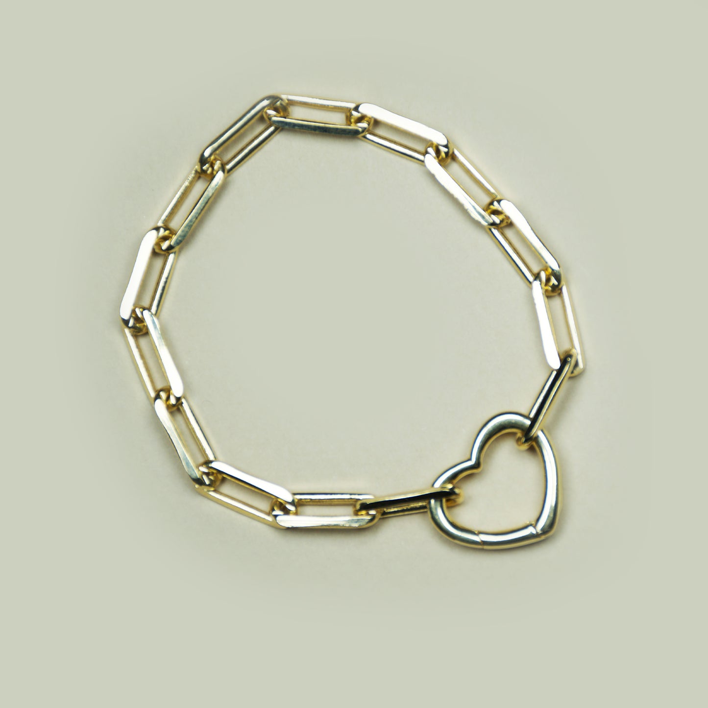 PULSERA ESLABON GRANDE LARGO CORAZON ENCHAPE