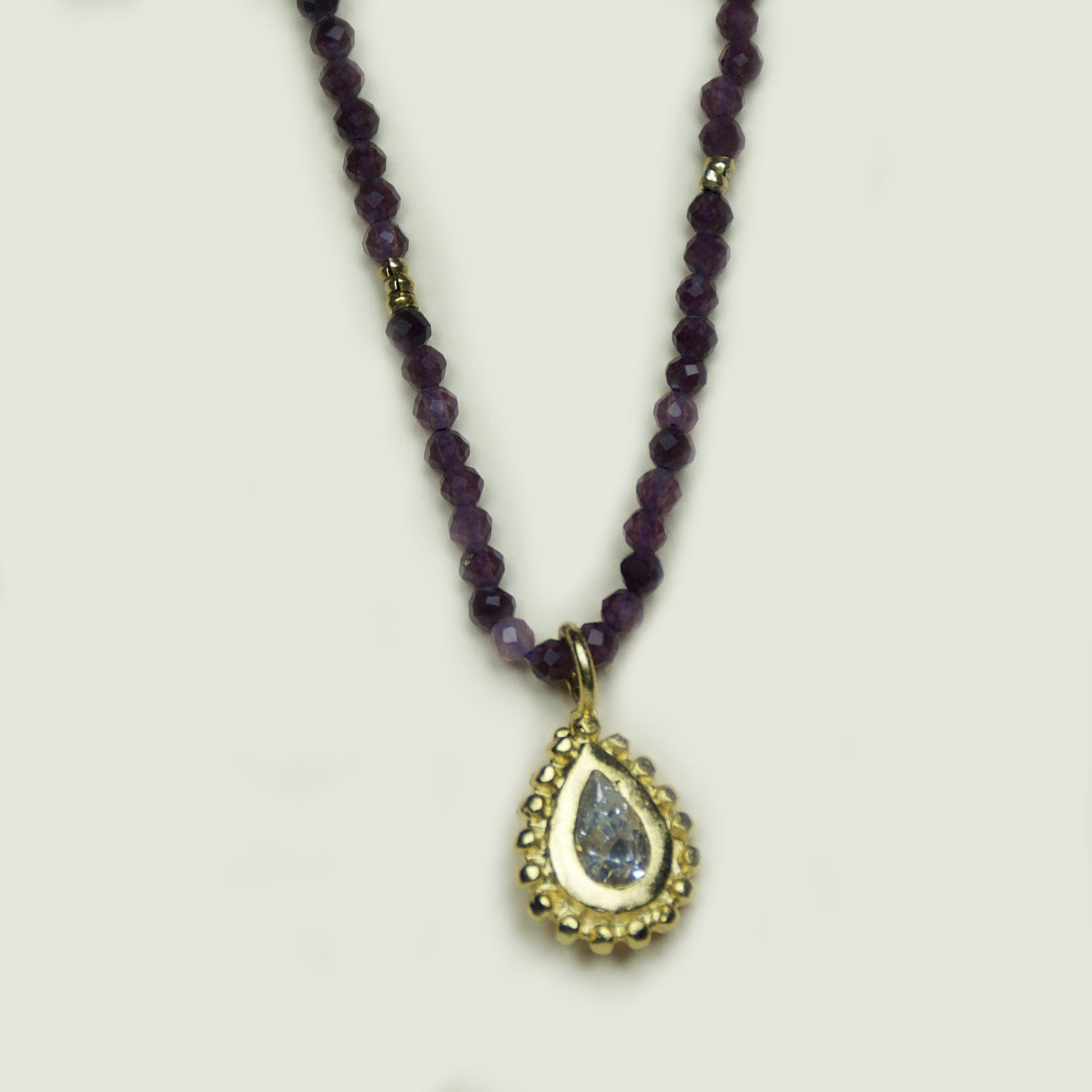 Collar Piedras Naturales Amatista Punto De Luz Br - Chica Lecannelier Joyas