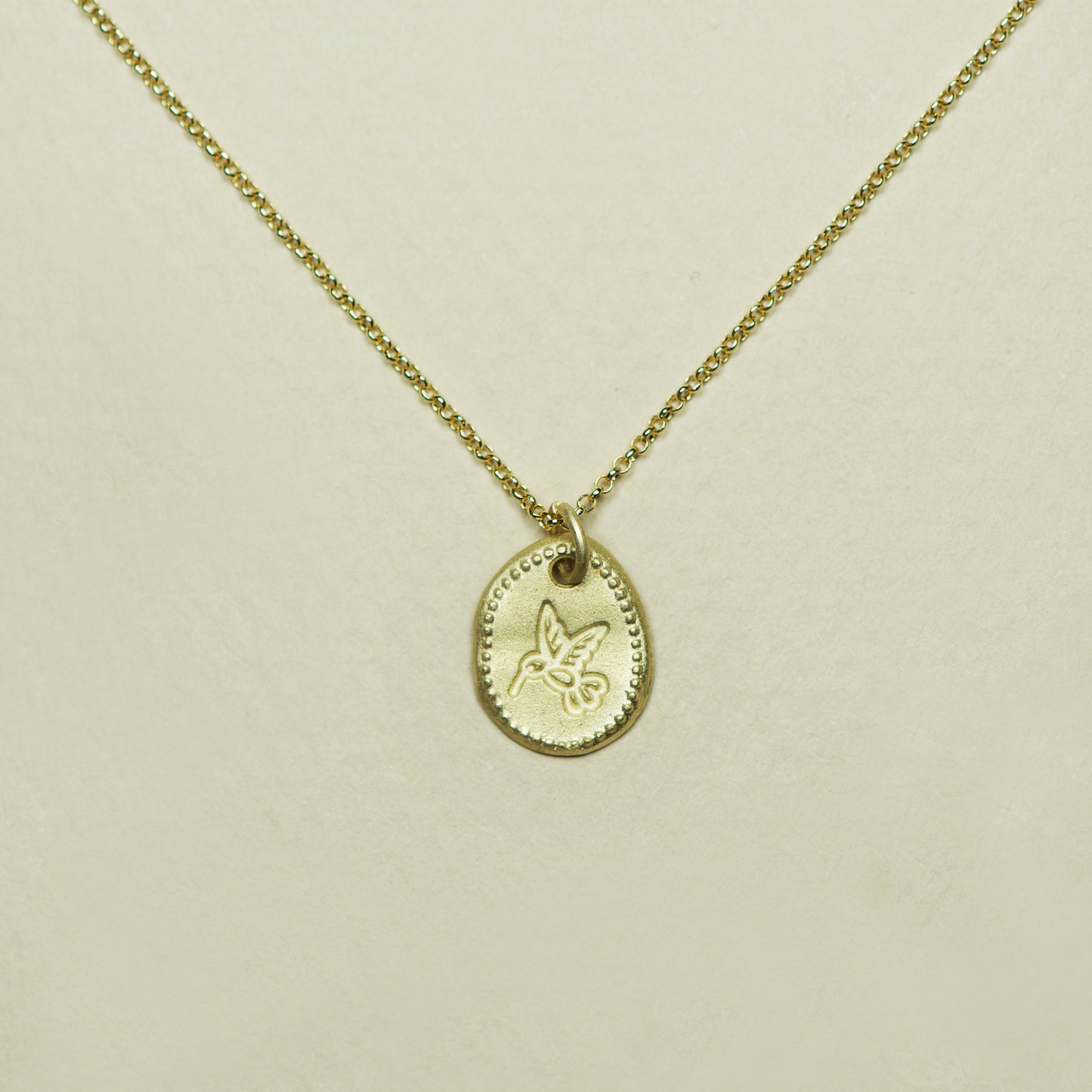 Collar Medalla Grabada Enchape Colibri - Chica Lecannelier Joyas