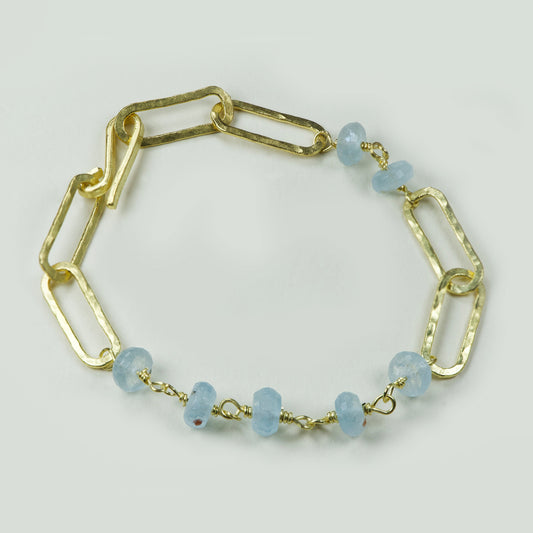 Pulsera Eslabones Agua Marina Enchape