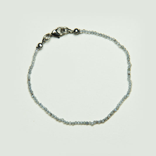 Pulsera Piedras Naturales Chicas con Mostacillas Plata