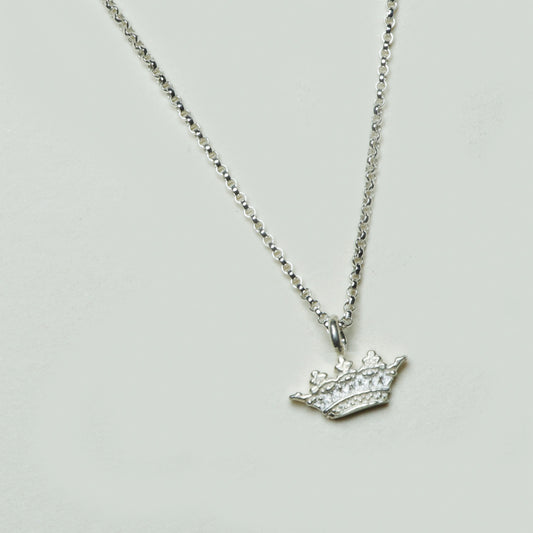 Collar Corona Plana Chica Plata
