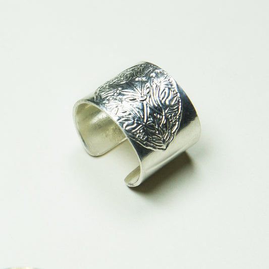 Anillo Hoja Grabada Plata