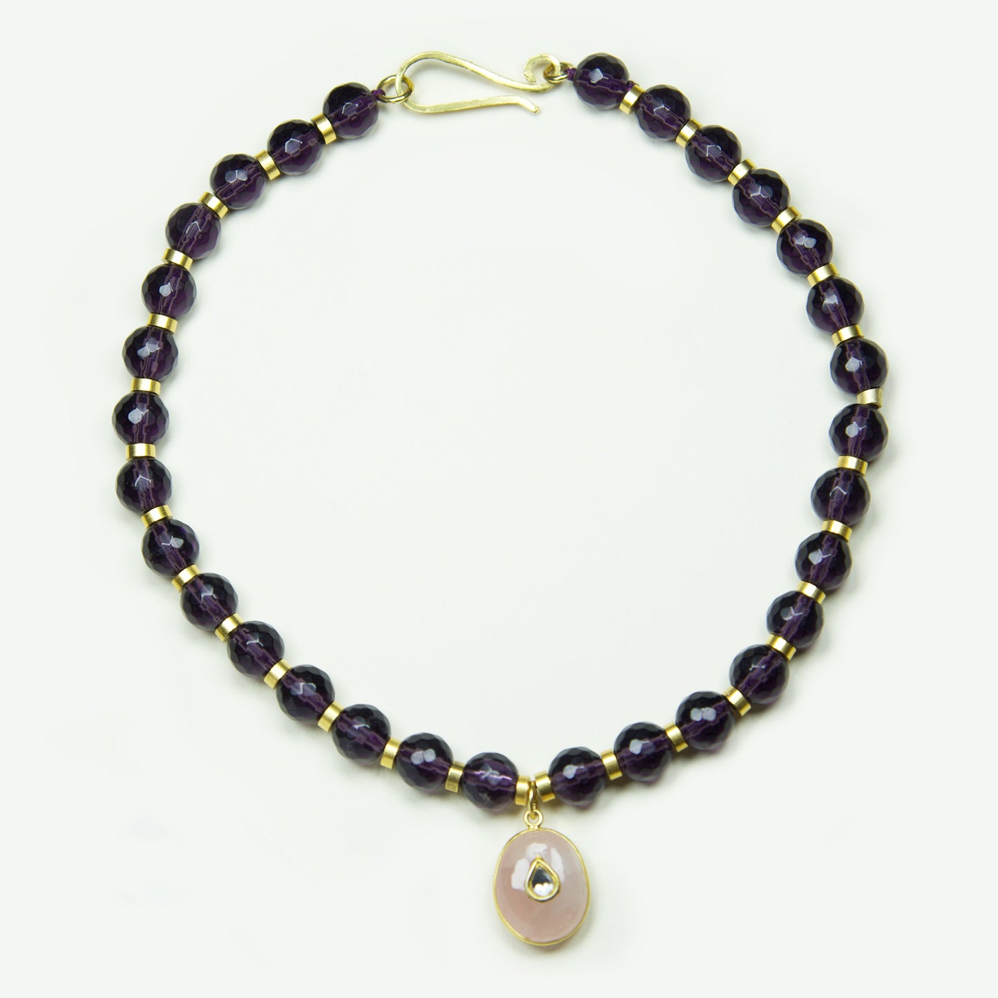 Collar Amatista con Cuarzo Rosa Enchape