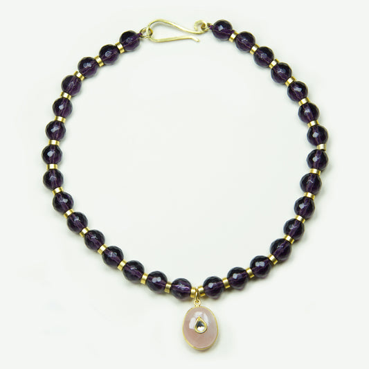 Collar Amatista con Cuarzo Rosa Enchape