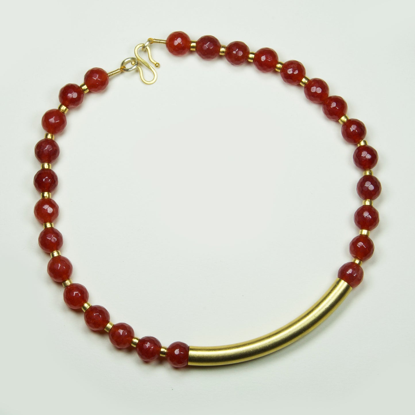Collar Cornalina Mostacillas Tubo Enchape