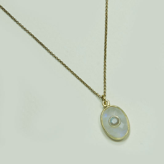 Collar Engastado Piedra Luna Enchape