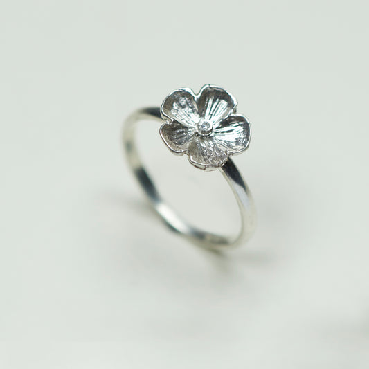 Anillo 1 Flor Grande Circón Plata