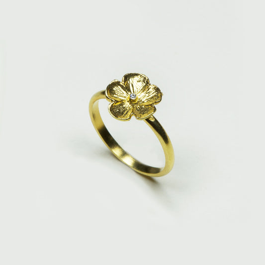 Anillo 1 Flor Grande Circón Enchape