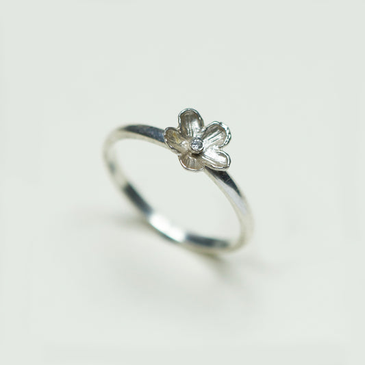Anillo 1 Flor Chica Plata