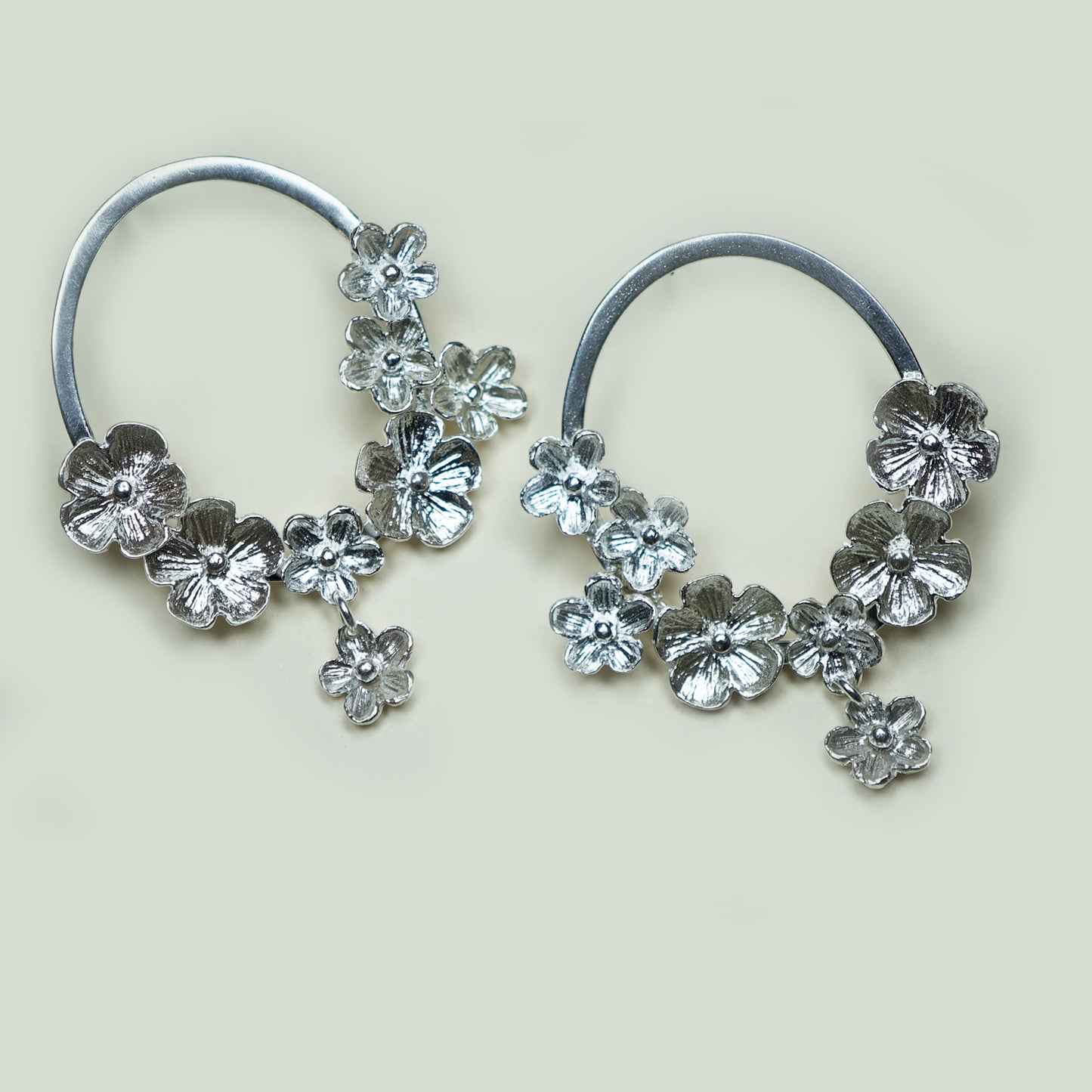 Aro 7 Flores Plata