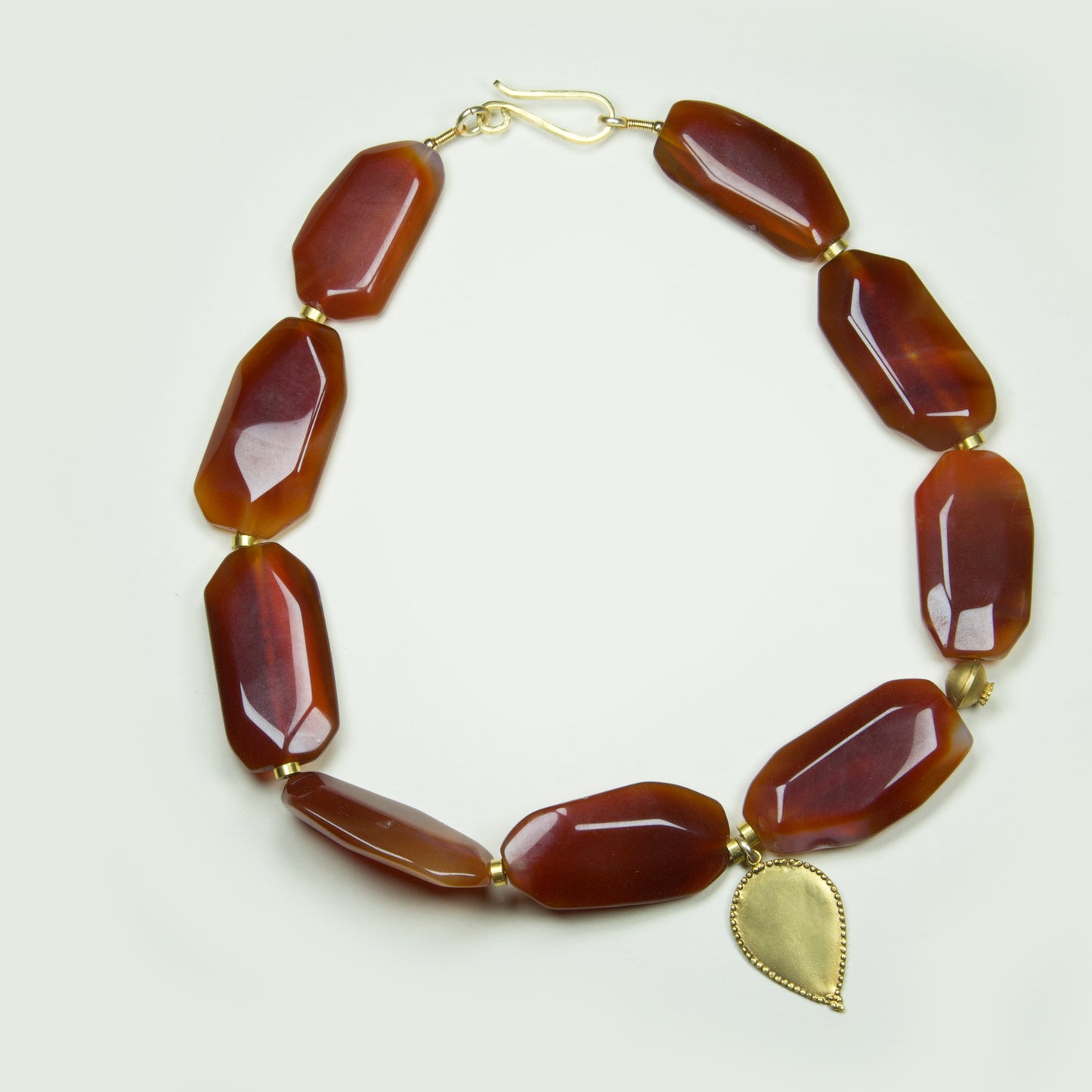 Collar Agata Naranja Mostacillas Gota enchape