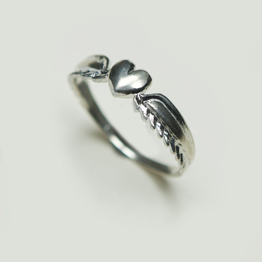 Anillo Corazon Con Ala Plata
