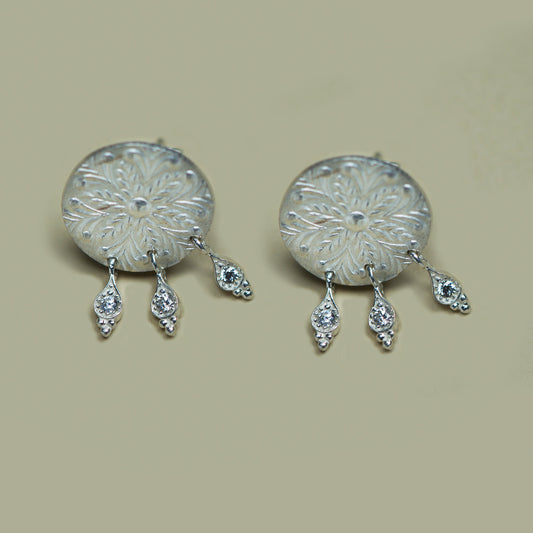 Aro Vastago Flor  Con 3 Puntos De Luz Ag - Chica Lecannelier Joyas