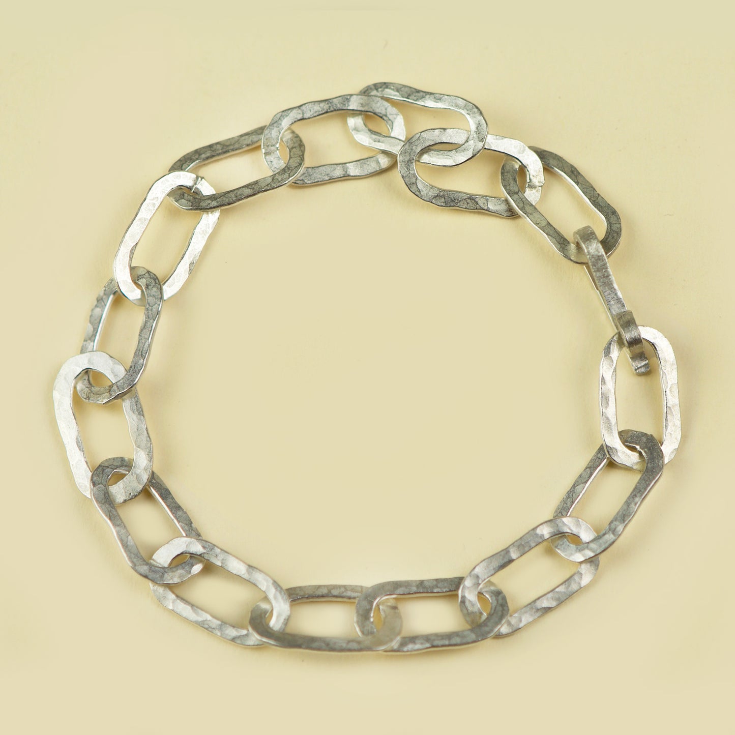 PULSERA ESLABONES MACHACADOS PLATA