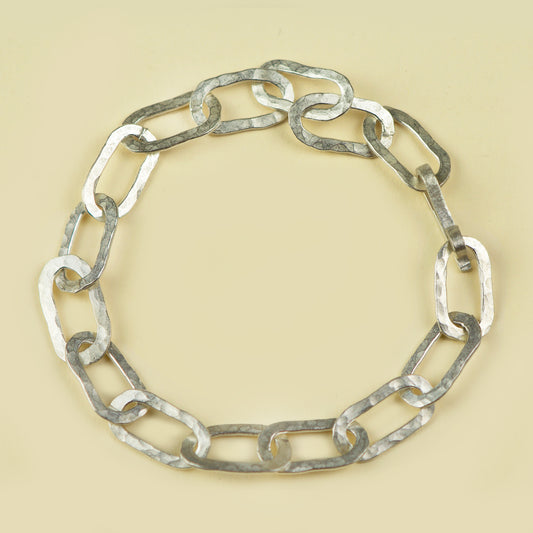 PULSERA ESLABONES MACHACADOS PLATA