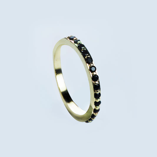 Anillo 1/2 Cintillo Circones Negros Enchape N18 - Chica Lecannelier Joyas